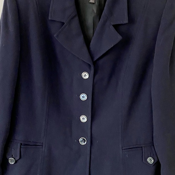 Vintage KASPER A.S.L Petite Navy Button Front Blazer Excellent Cond!! size 14P - Picture 2 of 6